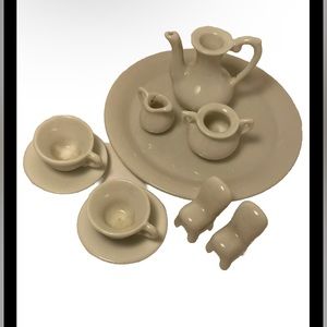 Vintage Pier 1 Japan miniature Tea Set white 10 piece set MIXED LOT mini size